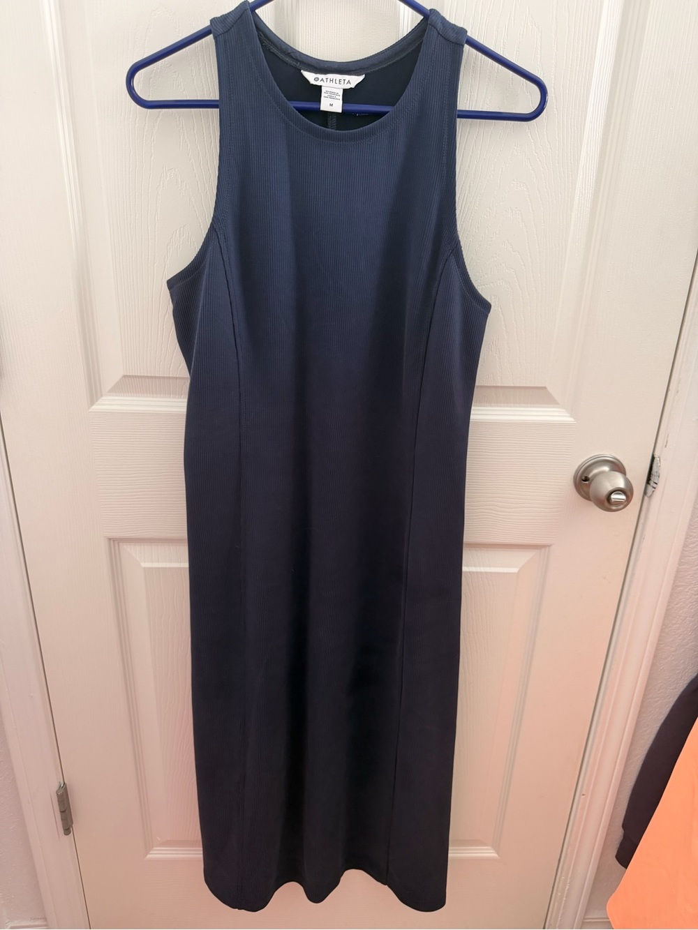 Athleta Navy Ribbed Sleeveless Midi Dress